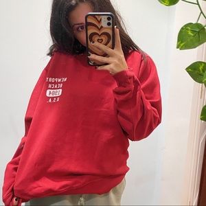 Red Newport Beach Brandy Melville Crewneck